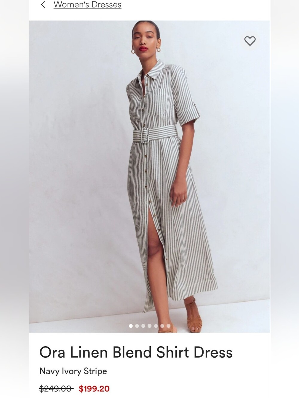 Boden Striped Button-Front Linen-cotton Shirt Dress in White and Navy - Size 6